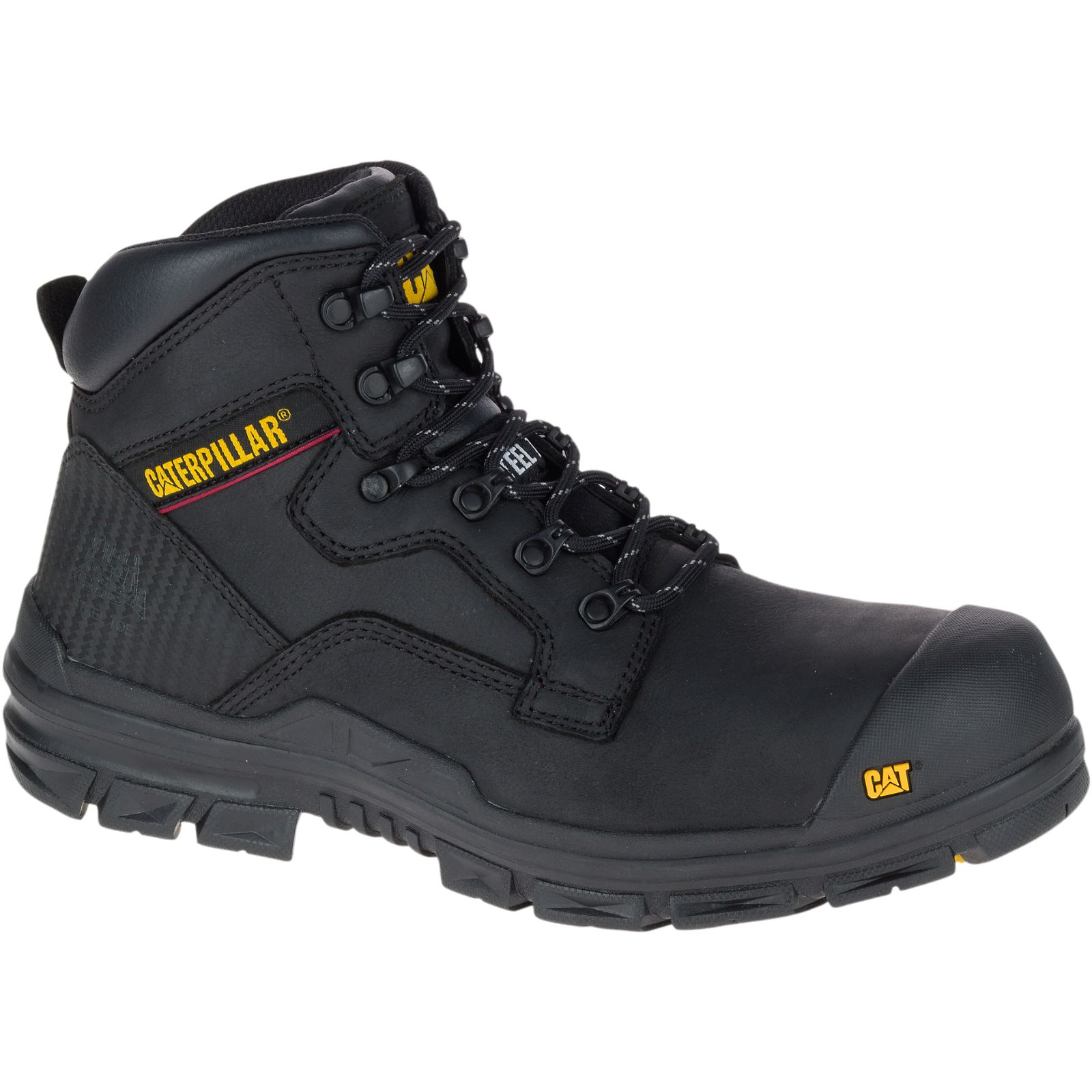 Caterpillar Bearing S3 Water Resistant Hro Src Steel Toe Men's Work Boots Black | Cat-983457