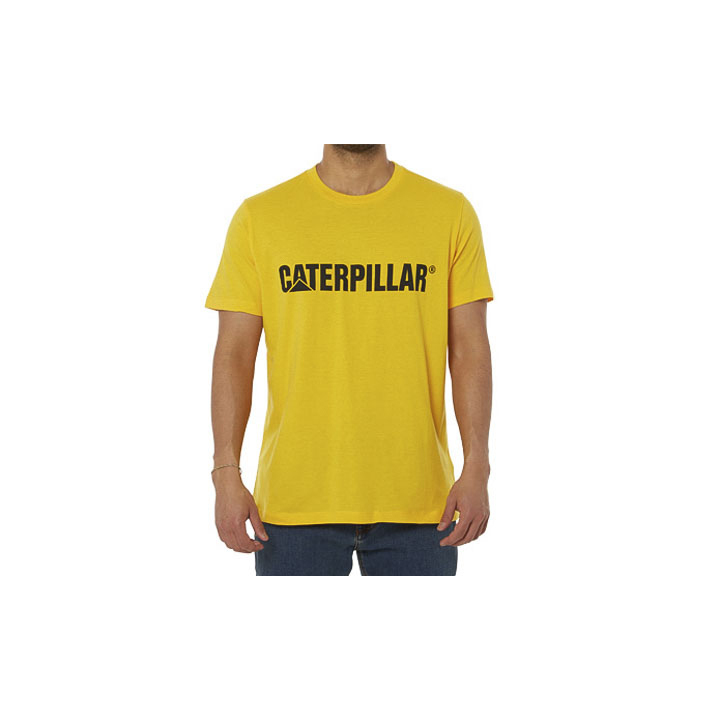 Caterpillar Caterpillar Logo Men's T-Shirts Yellow | Cat-094856
