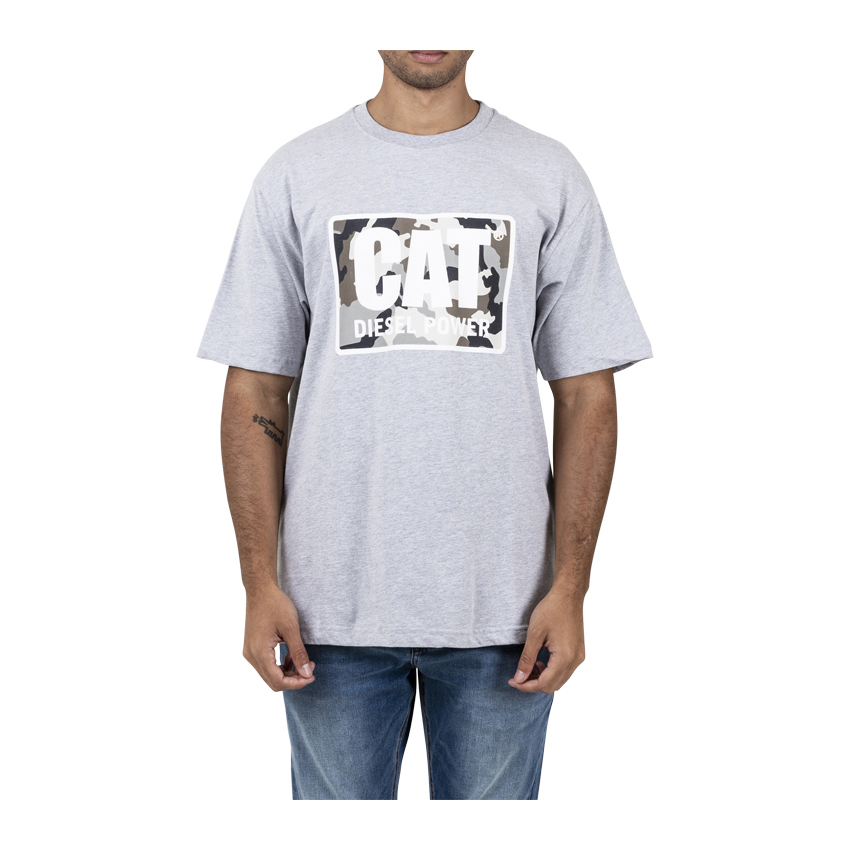 Caterpillar Diesel Power Men's T-Shirts Grey | Cat-157294