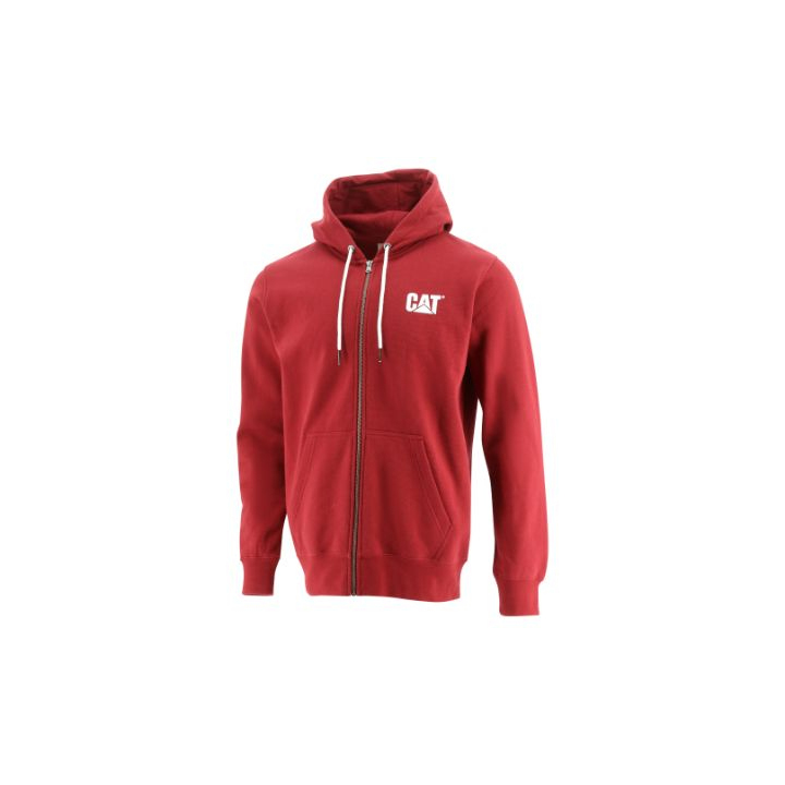Caterpillar Foundation Fz Dm Hooded Sweatshirt Men's Hoodies Dark Red | Cat-689027