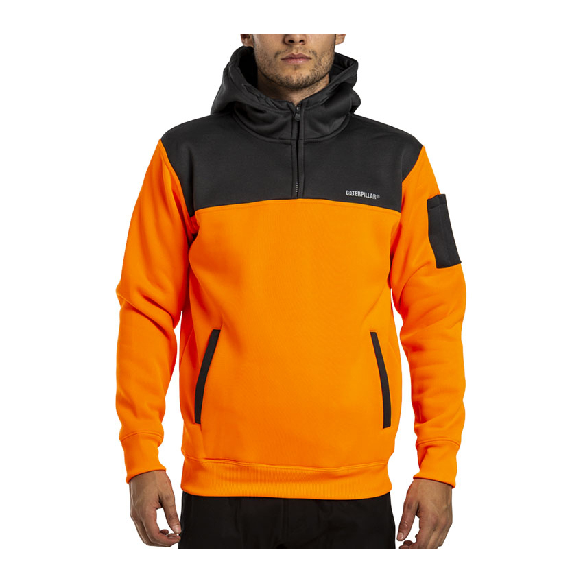 Caterpillar Hi Vis Men's Hoodies Orange/Grey | Cat-823561