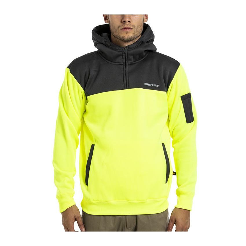 Caterpillar Hi Vis Men's Hoodies Yellow/Grey | Cat-971608