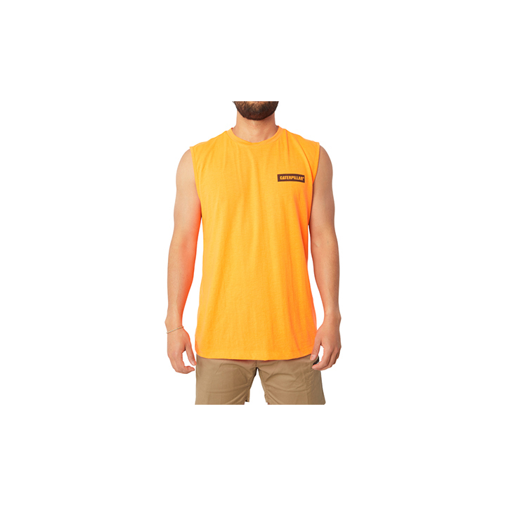 Caterpillar Icon Muscle Men's Tank Orange | Cat-280761