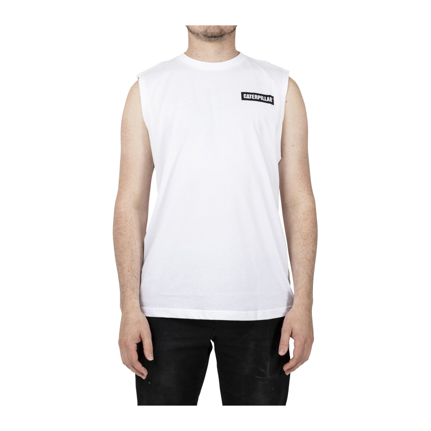 Caterpillar Icon Muscle Men's Tank White | Cat-429578