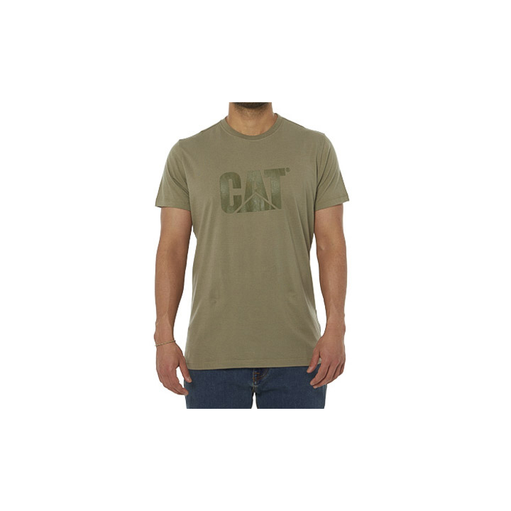 Caterpillar Original Logo Men's T-Shirts Green | Cat-142697