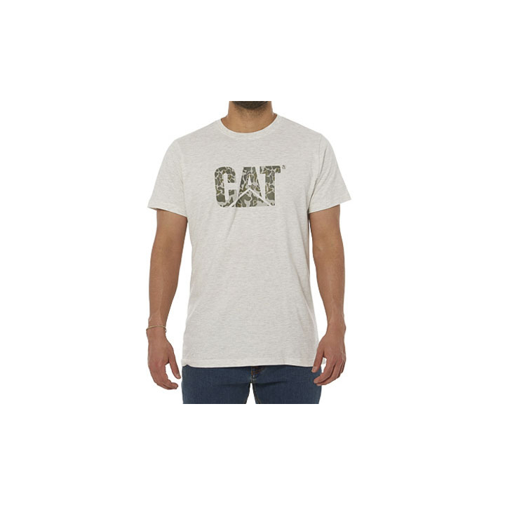 Caterpillar Original Logo Men's T-Shirts Light Grey Camo | Cat-407563