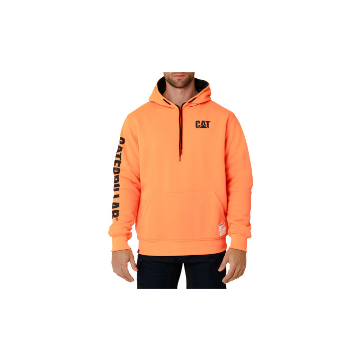 Caterpillar Reversible Banner Men's Hoodies Black/Orange | Cat-305296