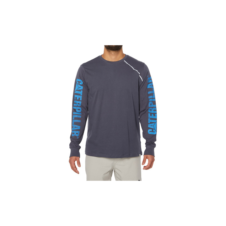Caterpillar Stone Reflective L/S Men's T-Shirts Navy | Cat-713069
