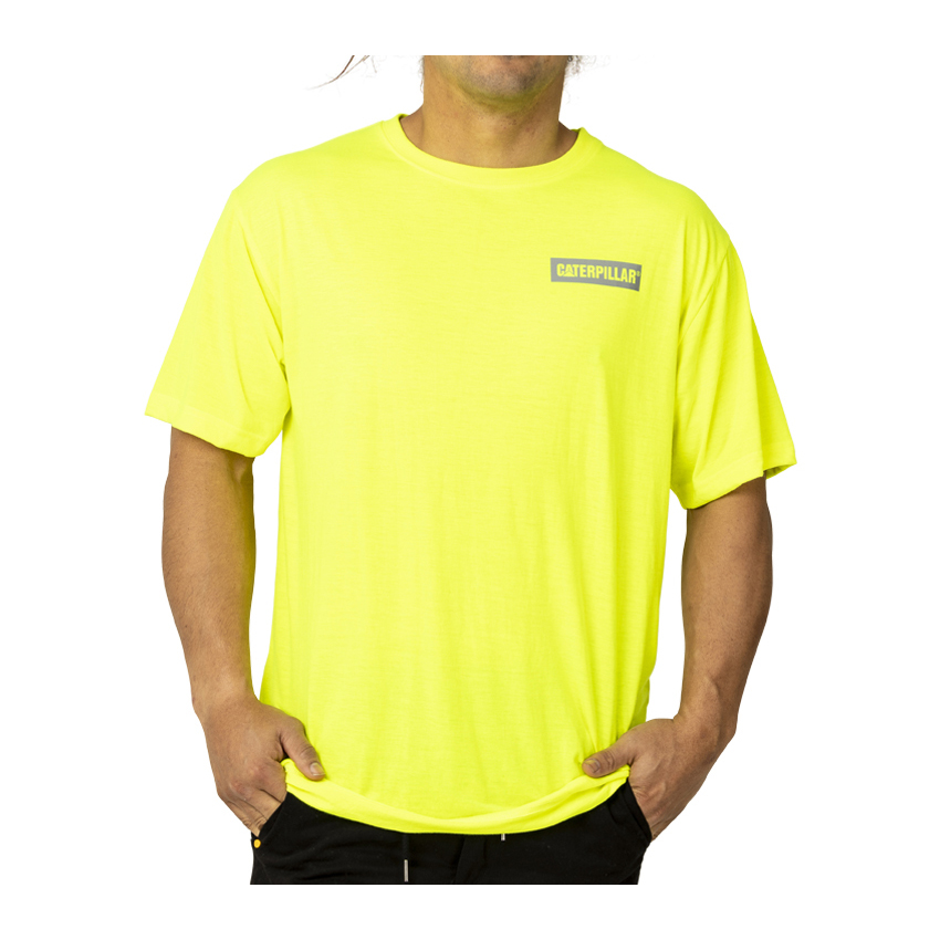 Caterpillar Triton Block S/S Men's T-Shirts Yellow | Cat-253409