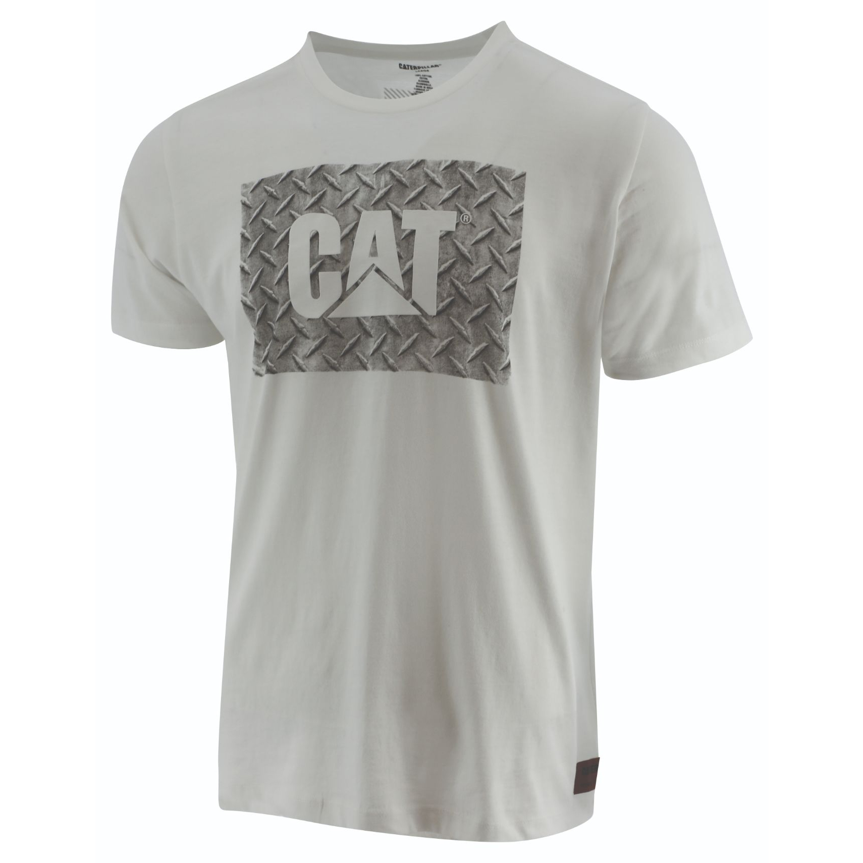 Caterpillar Work Diamond Plate Men's T-Shirts White | Cat-463892
